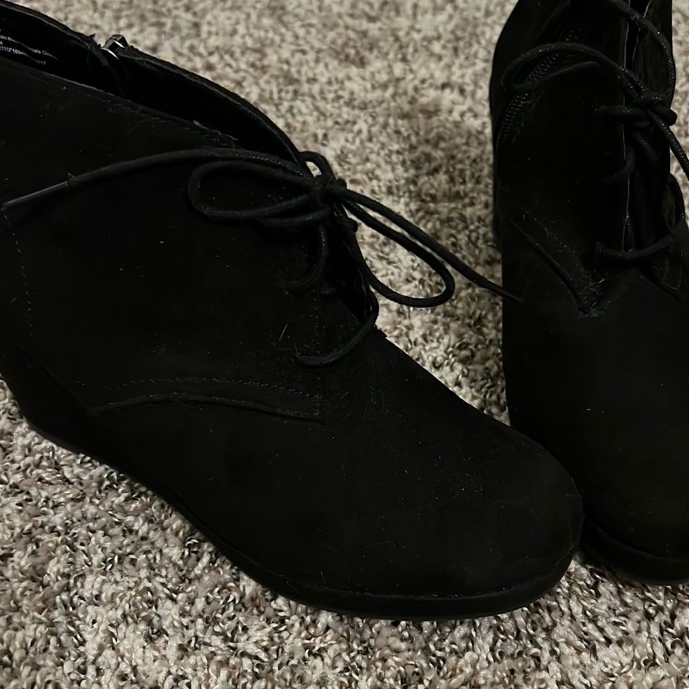 Black wedge booties